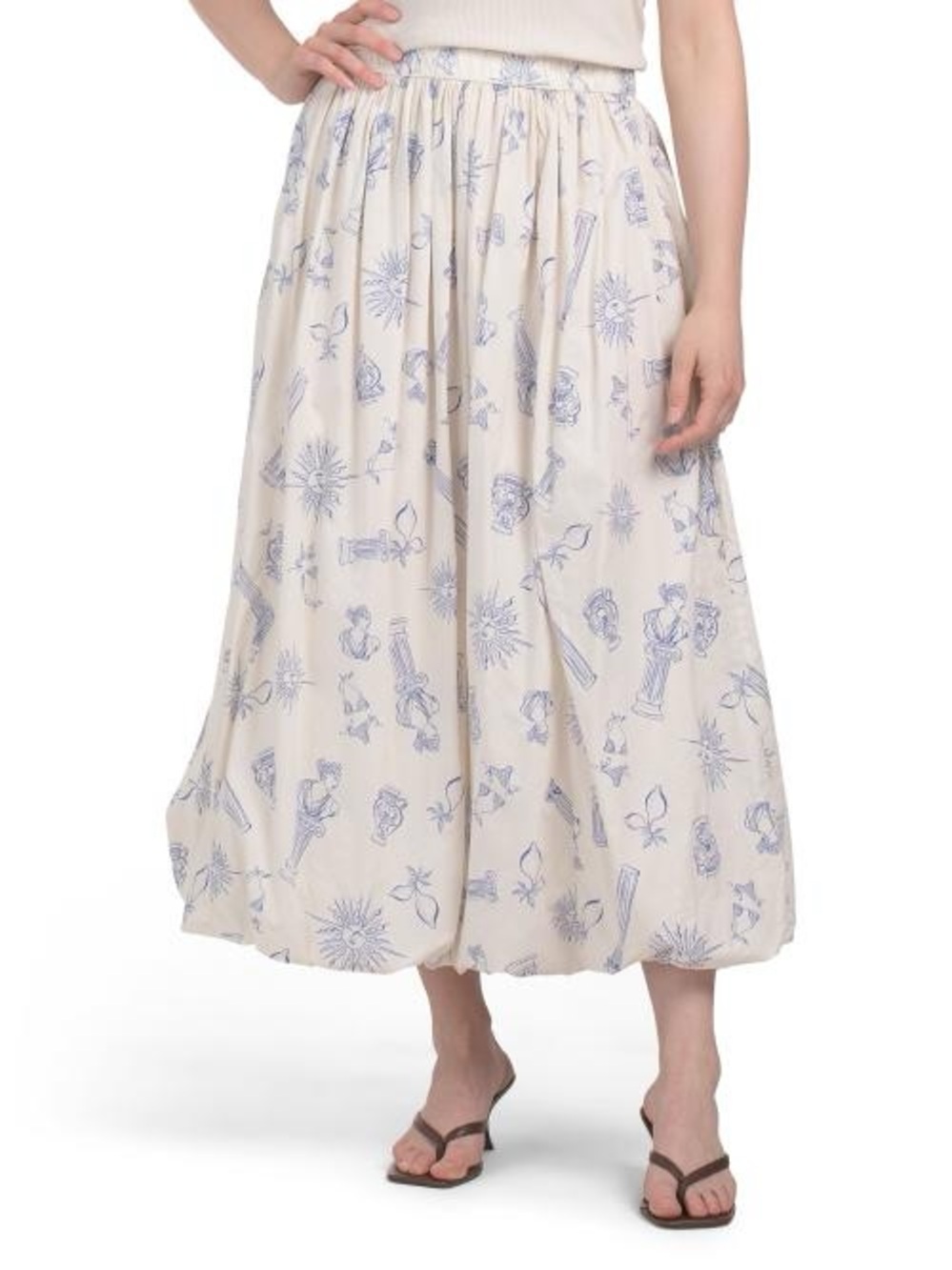 NWT New $80 Lucky Brand Bubble Skirt with Blue Print Size XL